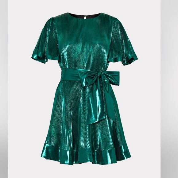 Milly Lumi Pleated Lame Mini Dress 6